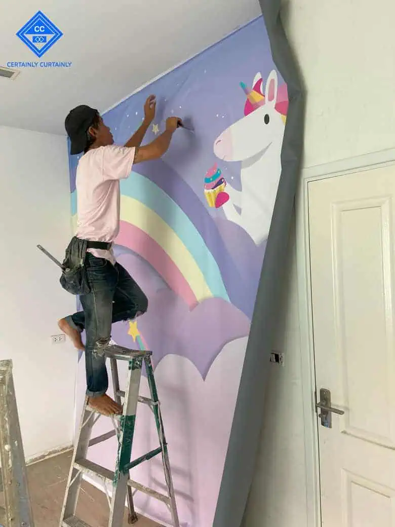 printed wallapaper install