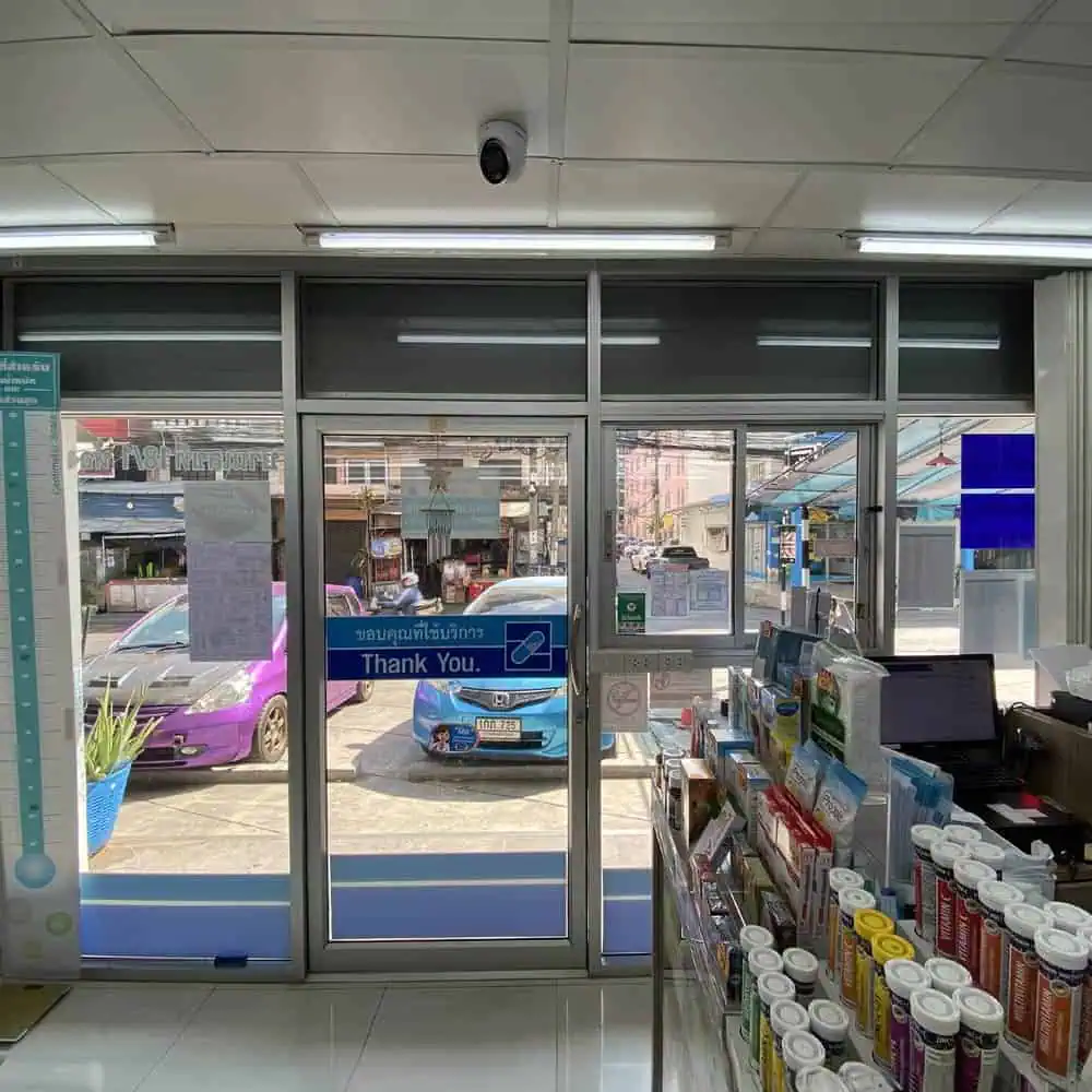 Pharmacy shop roller blind printed before Pharmacy shop roller blind printed before