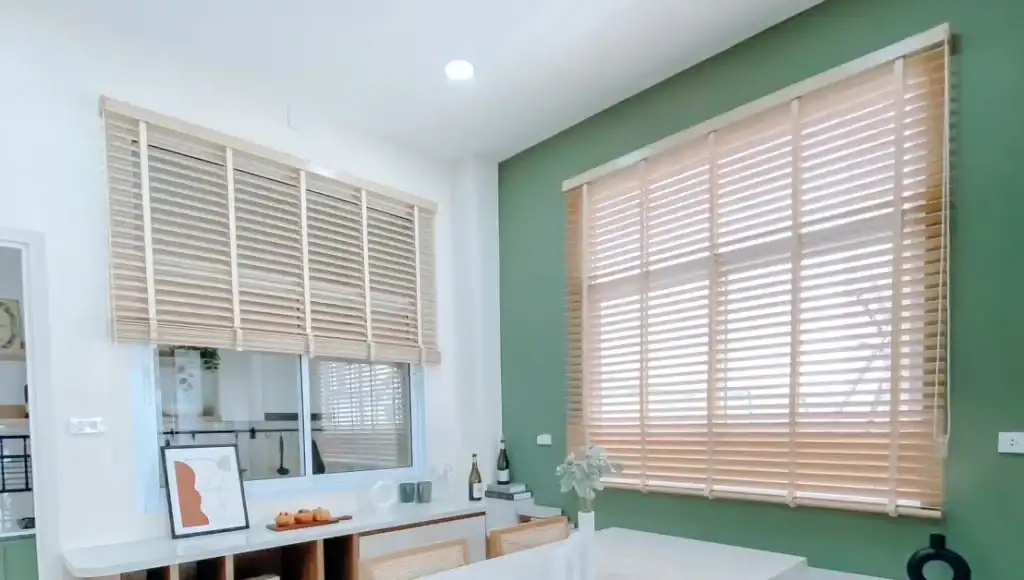 wooden blinds room